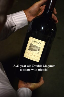 Hafner Vineyard double magnum of Cabernet. A fun bottle to share with friends.