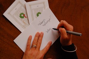 Sandy handwrites each patron's personal gift message.