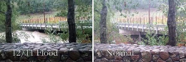 The different levels of Sausal Creek during our flood on December 11, 2014.