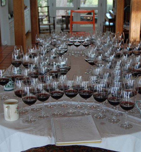 Endless glasses of Cabernet fill the table when we do vertical tastings at Hafner Vineyard.