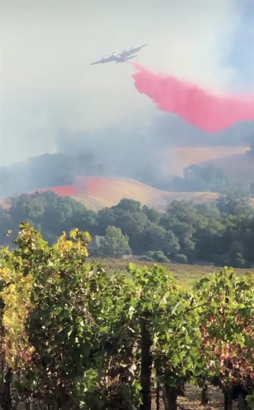 Plane over Hafner Vineyard Kincade Fire